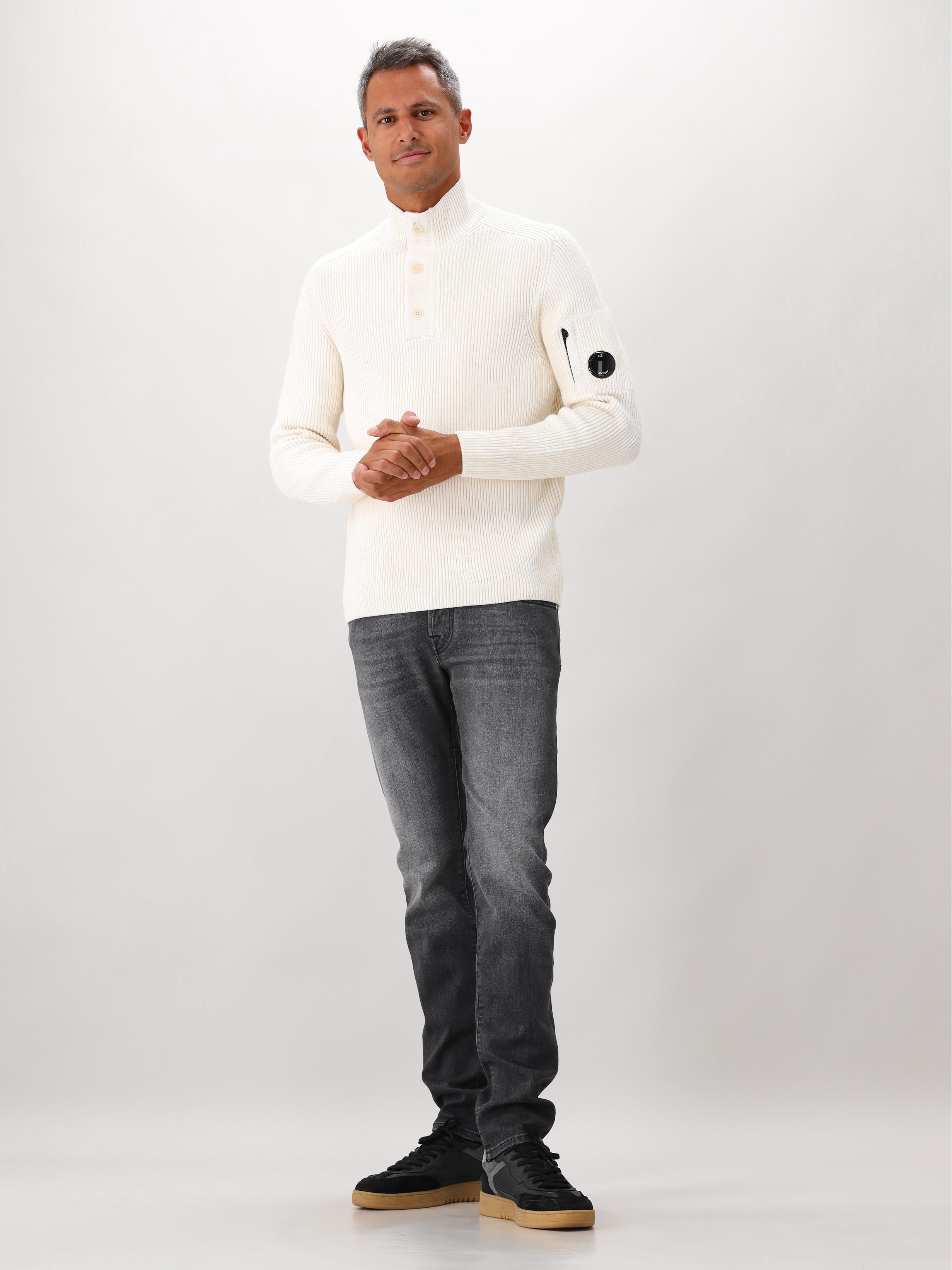 Cp Company Gebreide Trui Gebroken Wit Polo Collar