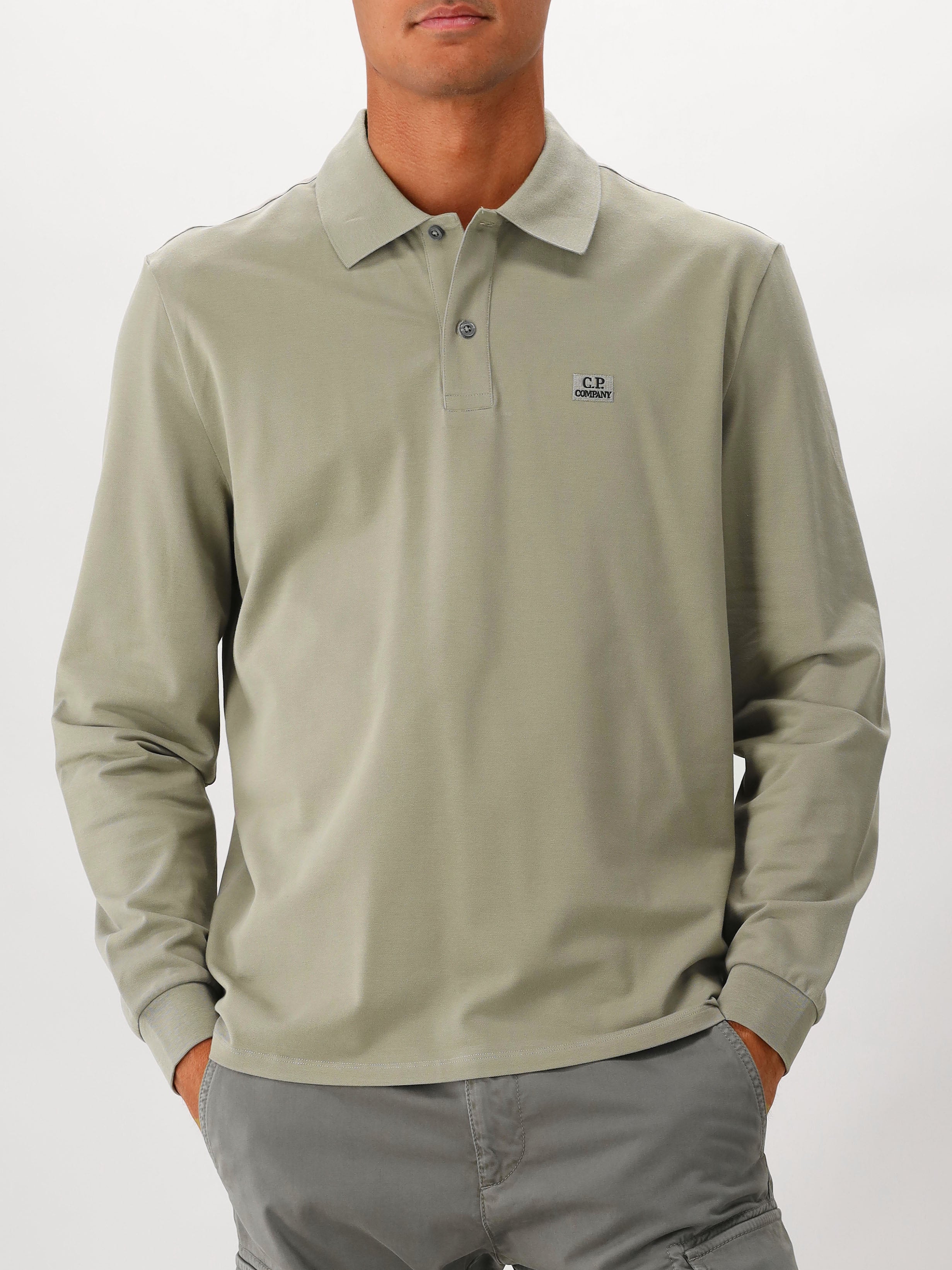 C.P. Company Longsleeve Polo Groen Stretch Piquet