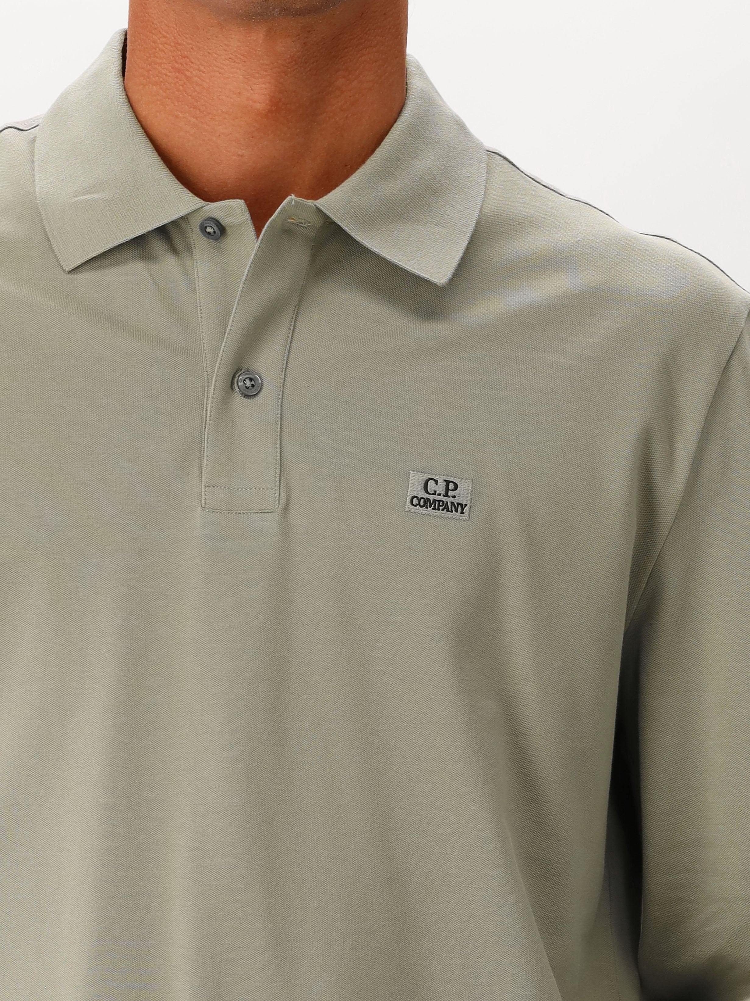 C.P. Company Longsleeve Polo Groen Stretch Piquet