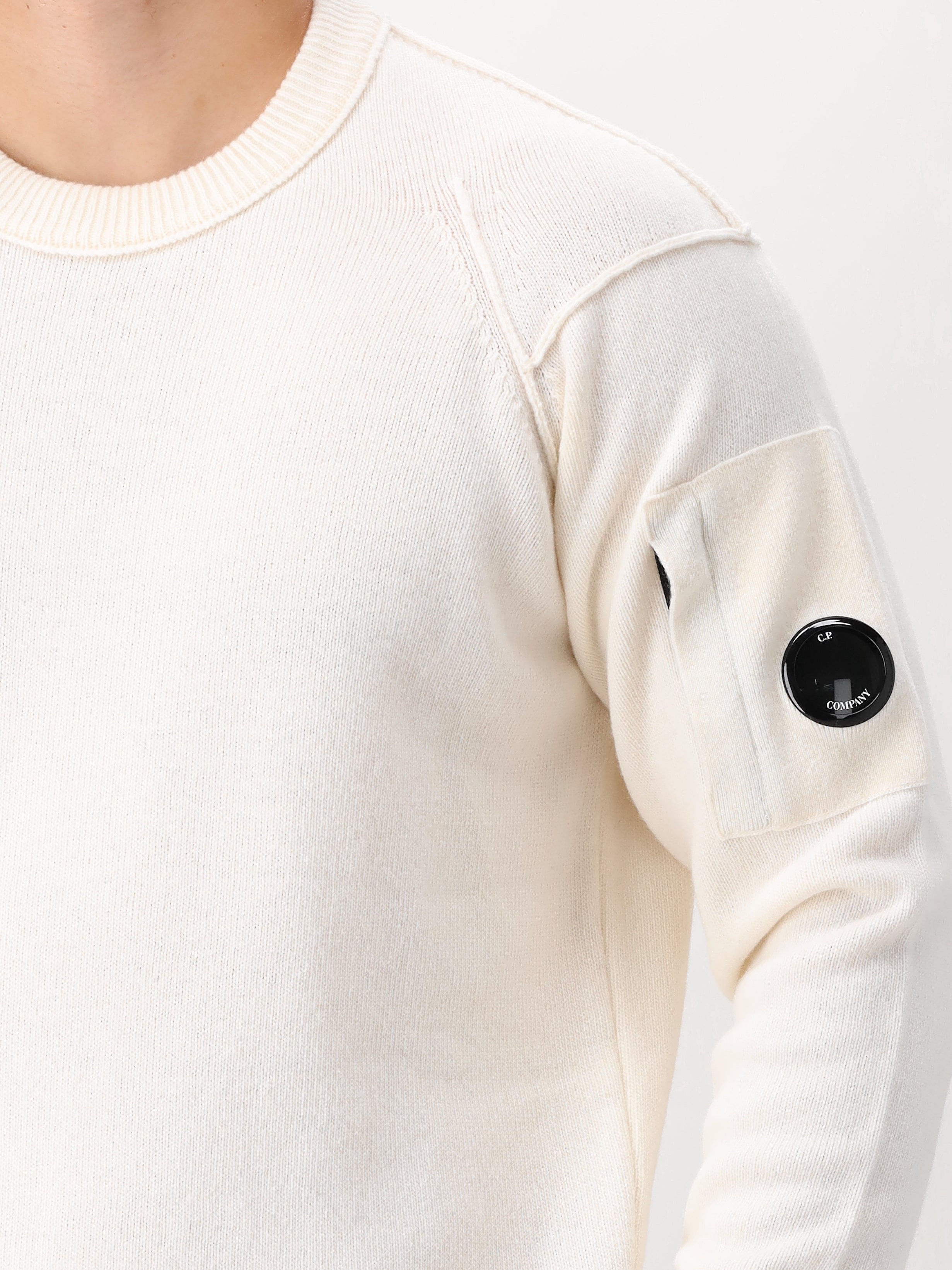 Cp Company Gebreide Trui Wit Lambswool