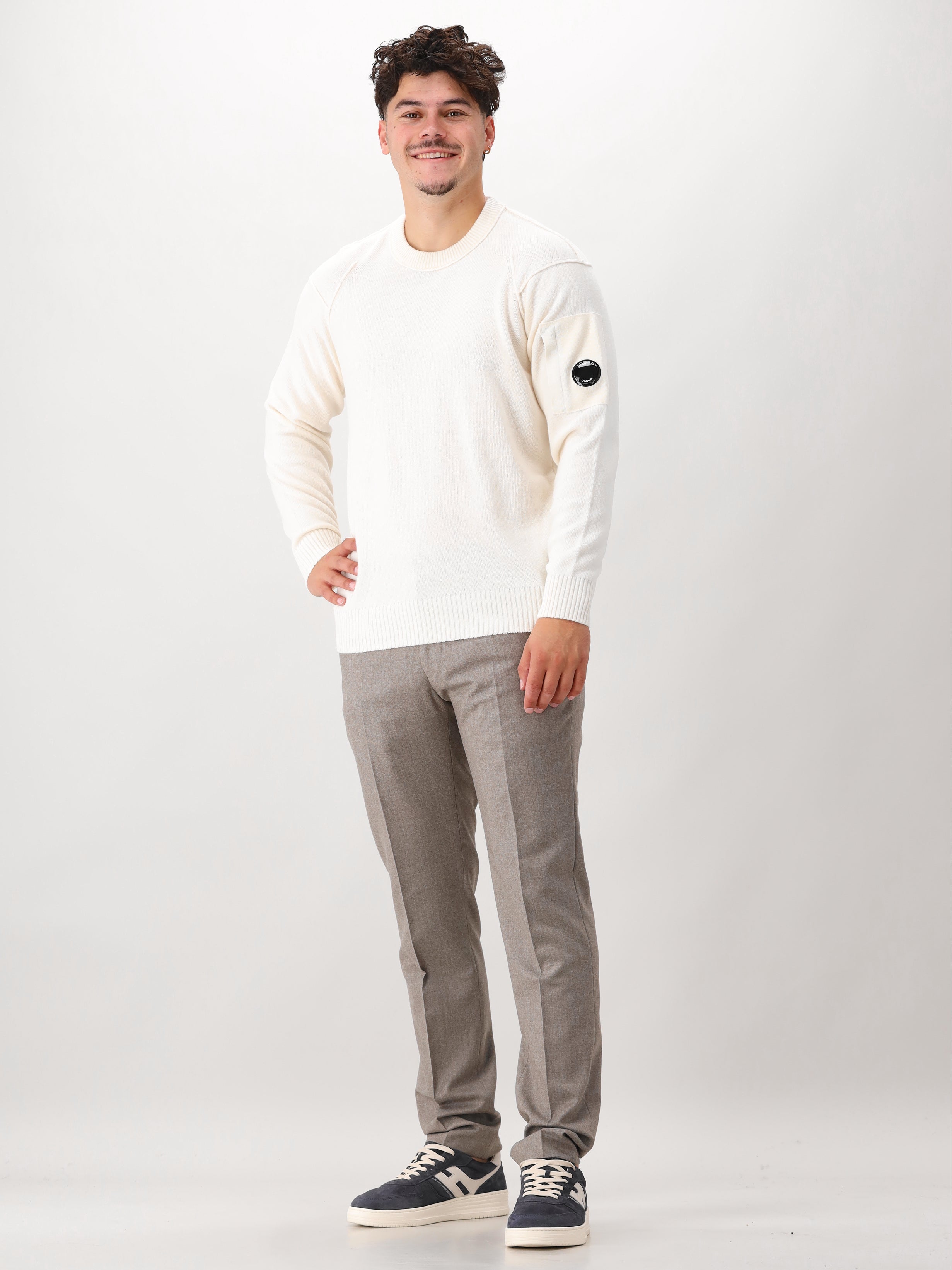 Cp Company Gebreide Trui Wit Lambswool