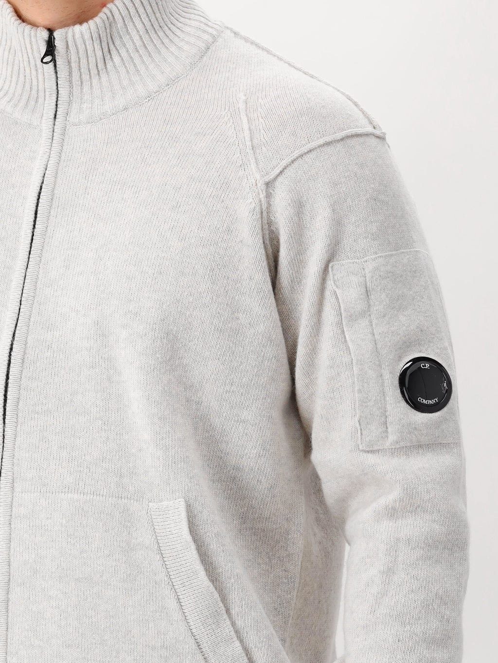 Cp Company Gebreid Vest Grijs Lambswool Grs