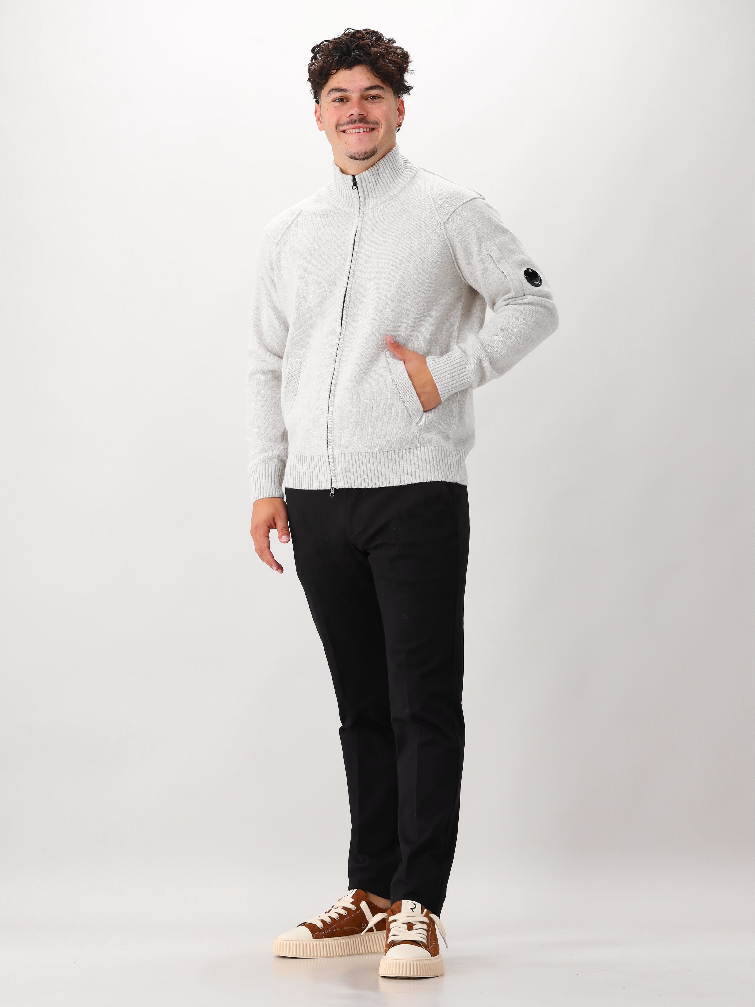 Cp Company Gebreid Vest Grijs Lambswool Grs
