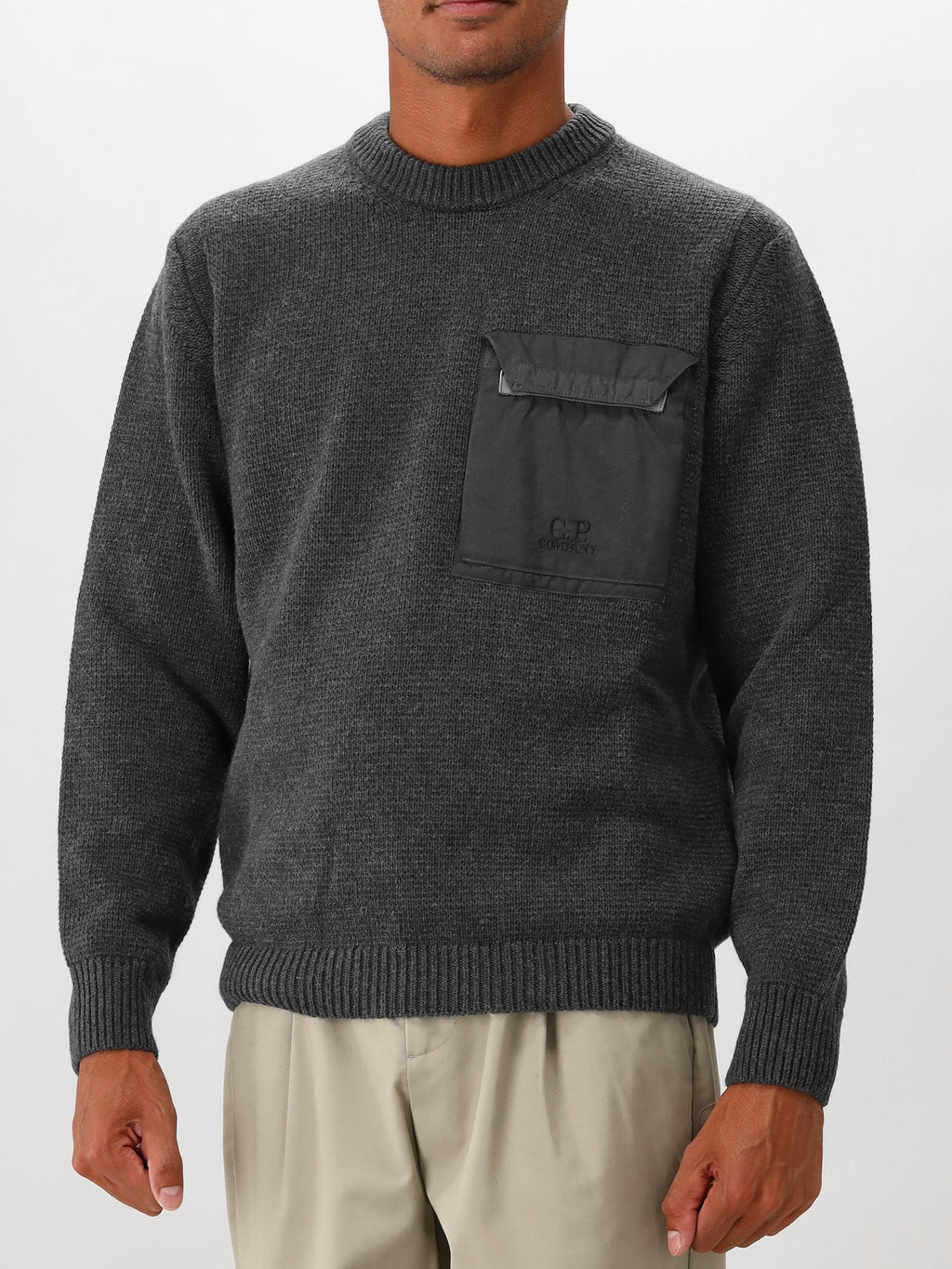 C.P. Company Gebreide Trui Grijs Lambswool Mixed