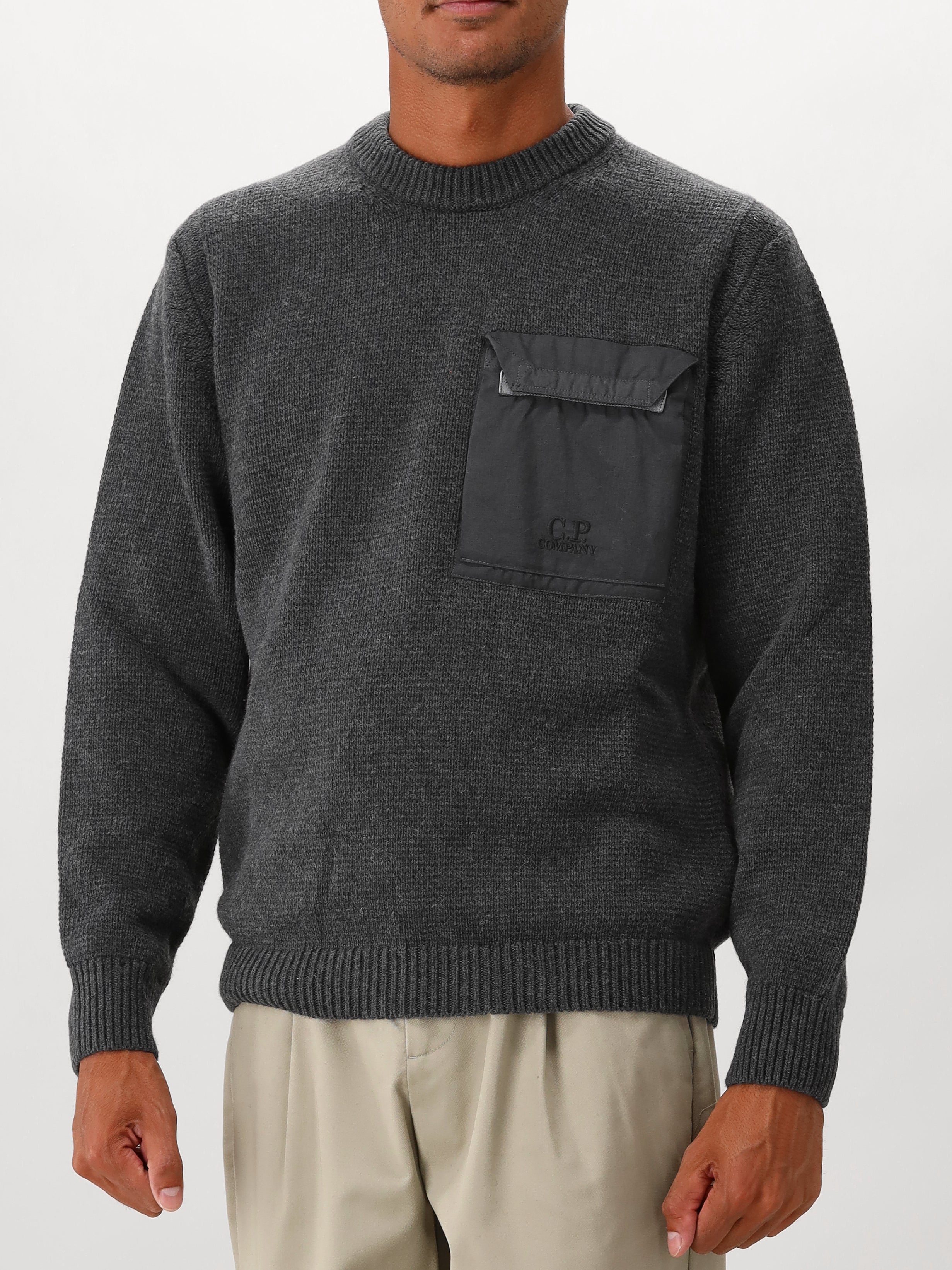 C.P. Company Gebreide Trui Grijs Lambswool Mixed