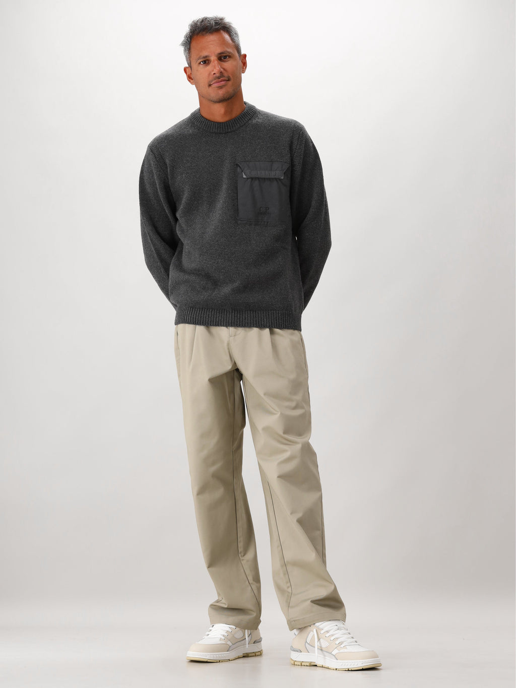 C.P. Company Gebreide Trui Grijs Lambswool Mixed