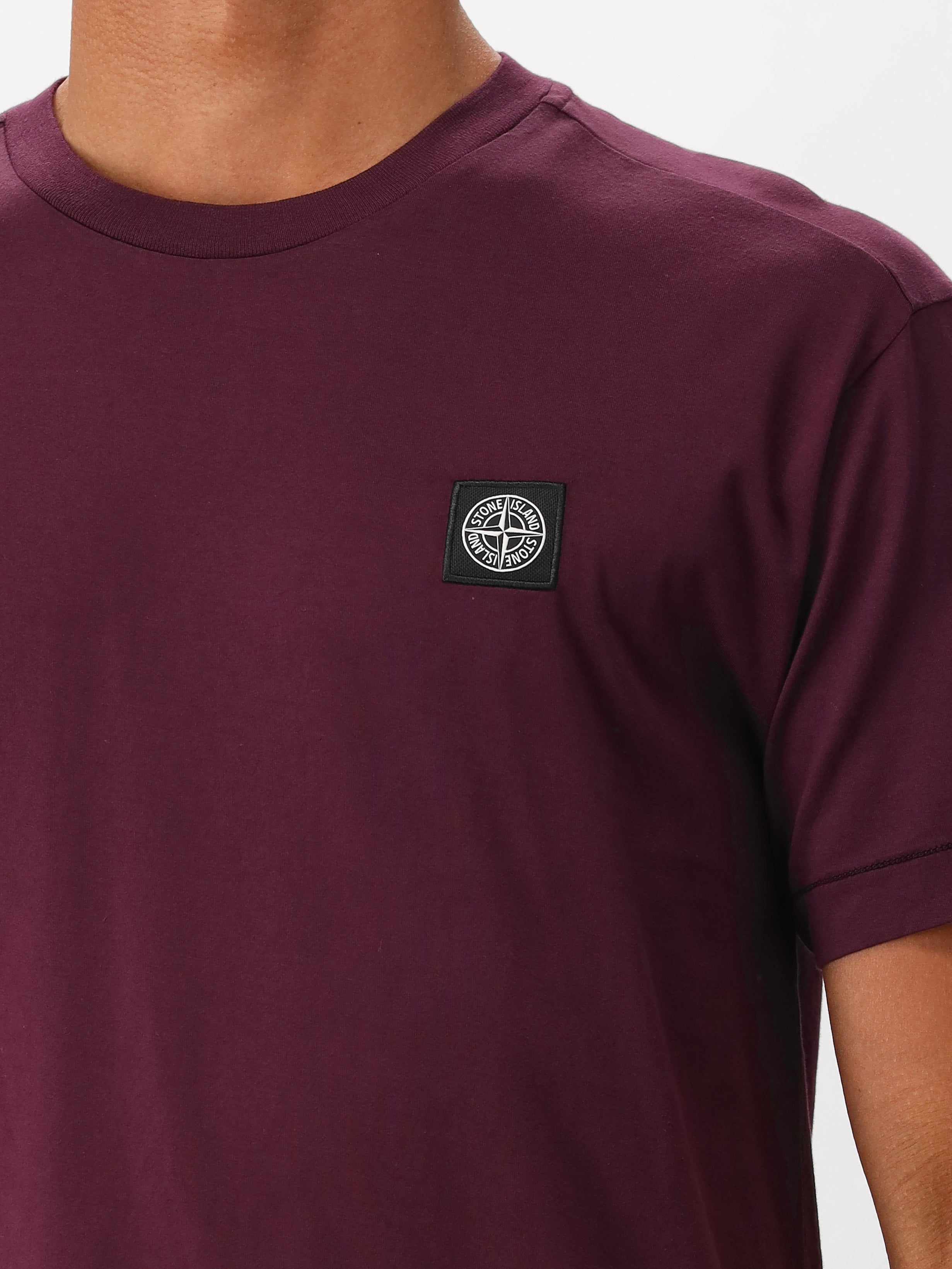 Stone Island T-shirt Paars Patch Logo