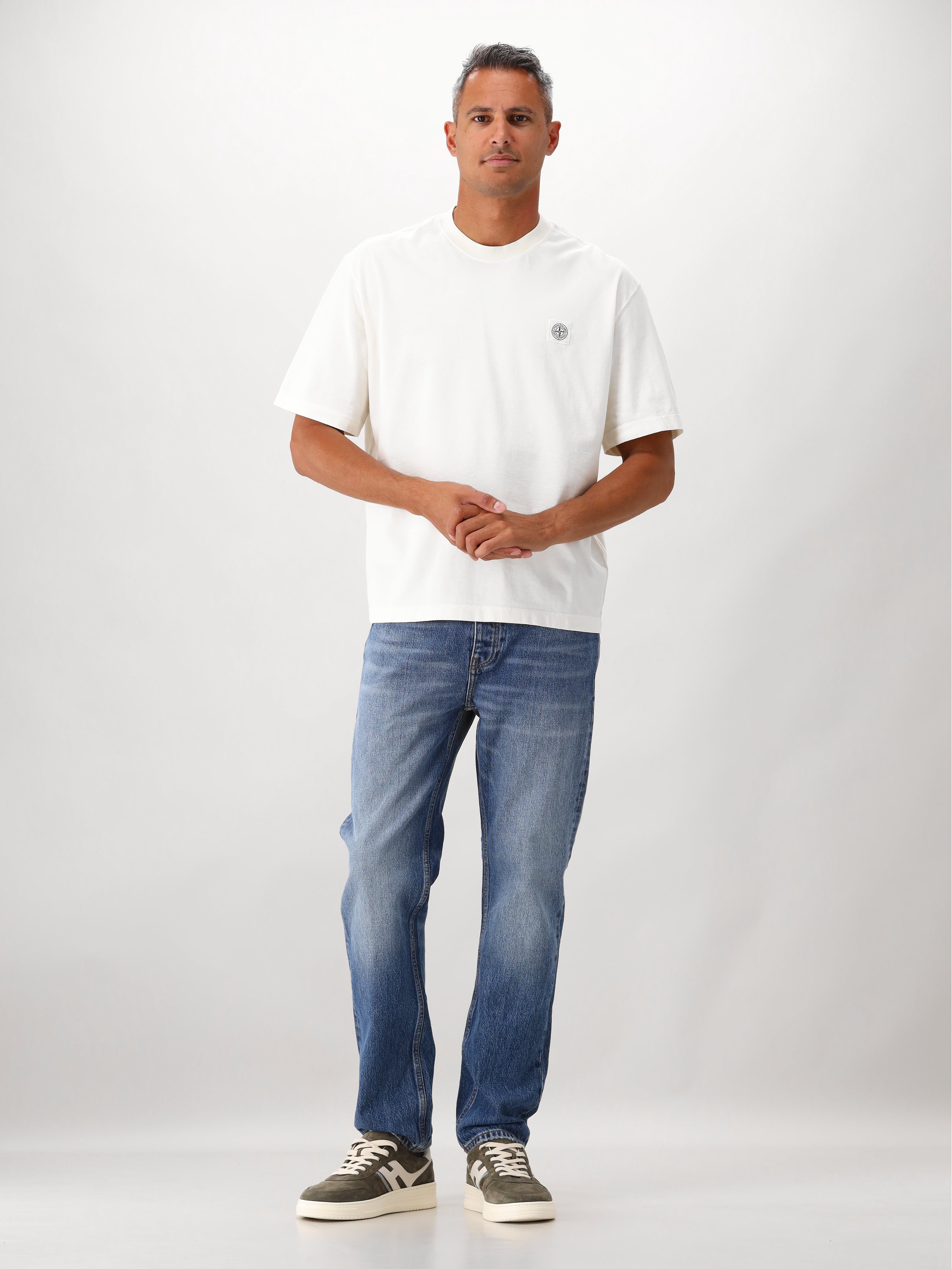 Stone Island T-shirt Wit Patch Logo