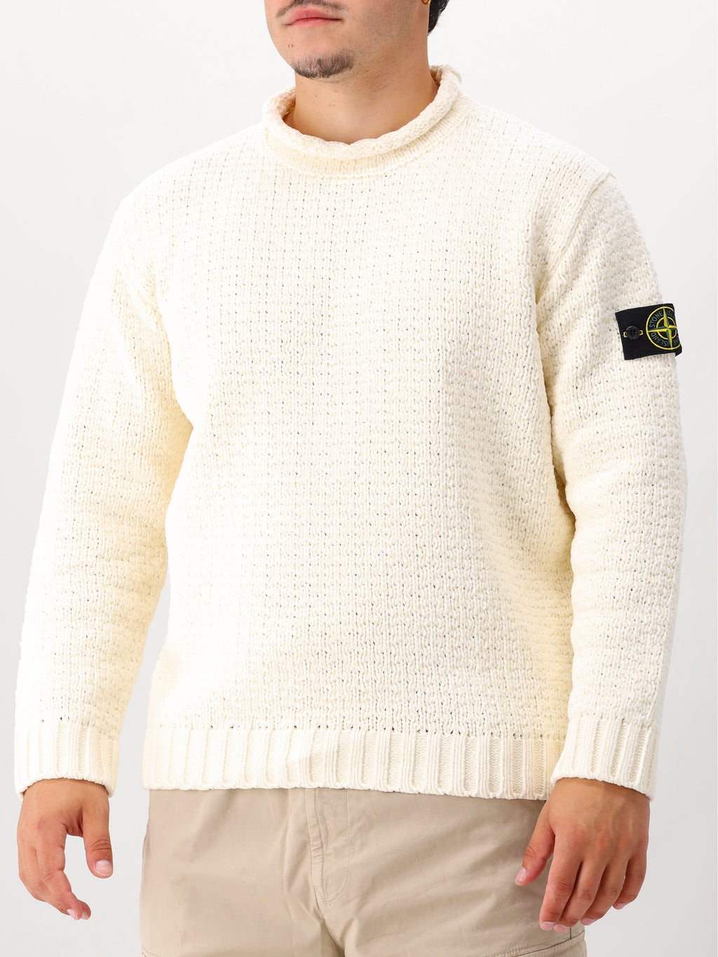 Stone Island Gebreide Trui Gebroken Wit